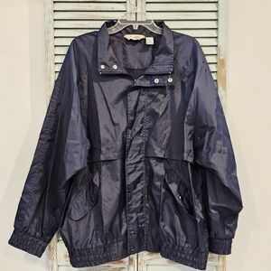 VTG HABAND WINDBREAKER FULL ZIP JACKET Size XL Navy Retro Hipster Casual EUC
